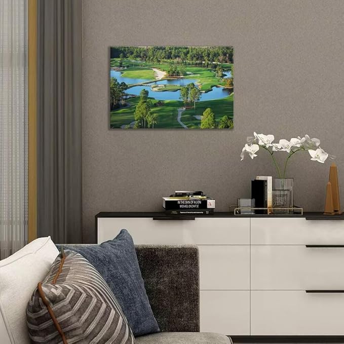 chenchenArt King's North Golf Course Wall Art for Living Room Bedroom Bathroom Home Decorations Myrtle Beach National Club Picture Canvas Prints Modern Artwork Framed Ready to Hang(18''H x 24''W)