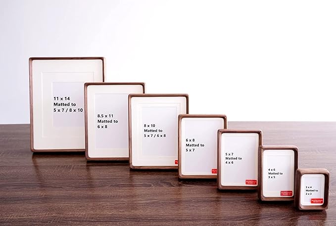 FLECHAZO 5x7 Picture Frame Wood with 4x6 Mat,Natural Solid Walnut Wooden Photo Frames 5 by 7 for Tabletop or Wall Display