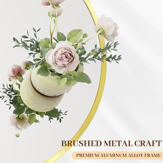 BEAUTYPEAK 20 Inch Round Mirror, Metal Frame Circle Mirror, Wall Mounted for Entryway, Bathroom, Vanity, Living Room, Gold