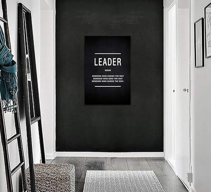 Yatsen Bridge Inspirational Wall Art Leader Noun Inspiring Painting Prints on Canvas Motivational Leadership Entrepreneur Quotes Posters Inspiration Artwork Decor for Home Office Framed (24”Wx36”H)