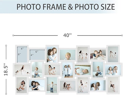 HELLO LAURA Photo Collage Frame 4x6 for Wall Decor - Family Picture Frames Gallery Display Multiple Photos - White