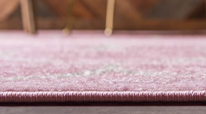 Unique Loom Trellis Frieze Collection Area Rug - Rounded (4' 1" Round, Light Pink/ Ivory)