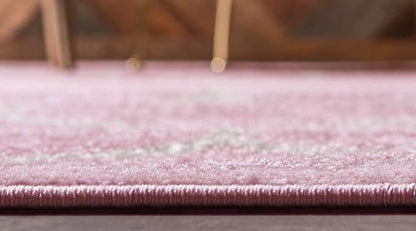 Unique Loom Trellis Frieze Collection Area Rug - Rounded (4' 1" Round, Light Pink/ Ivory)