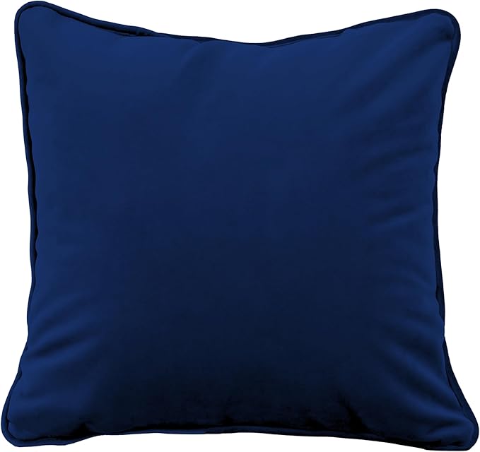 FDP 15" x 15" Velvet Square Pillow Set with Piping; Decorative Throw Pillow for Home Décor in Living Room, Bedroom or Lounge (2-Pack) - Eclipse, 15157-348
