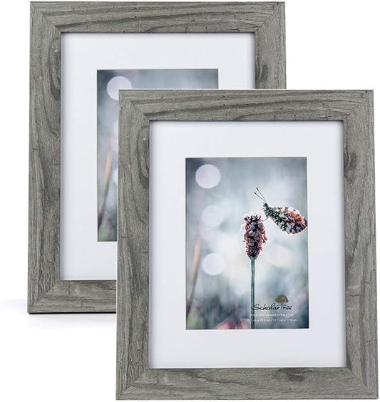 Grey 8x10 Picture Frame set of 2,Display 8x10 without Mat or 5x7 with Mat
