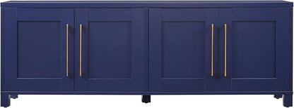 Henn&Hart TV Stand for TVs up to 75" with 2 Concealed Storage Cabinets with an Adjustable Shelf for Living Room, Family Room, or Office, Navy