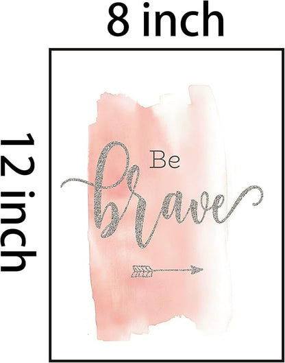 Set of 4 Teen Girl Wall Art Canvas Painting Be Kind Inspirational Quote Print Blush Grey Wall Picture Nordic Poster for Girls Bedroom Decor Home Living Room