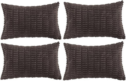 Fancy Homi 4 Packs Decorative Throw Pillow Covers for Living Room Couch Bed, Modern Farmhouse Boho Home Décor Accent Cushion Case, 24" x 12", Dark Brown