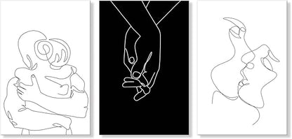 Couples Wall Decor Black and White Canvas Wall Art Minimalist Line Drawing Art Poster Prints Romantic Couple Love Painting Pictures for Bedroom Bathroom Living Room Office Decor 24"x32"