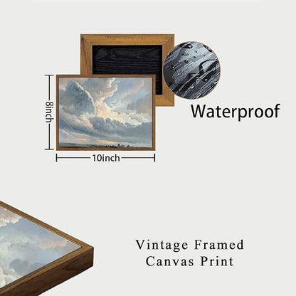 OIQArtOIQ Vintage Landscape Canvas Wall Art Framed Natural Scenery Painting Artwork Prints France Country Wilderness Farmhouse Decor Pictures Kitchen Bedroom Living Room Bathroom