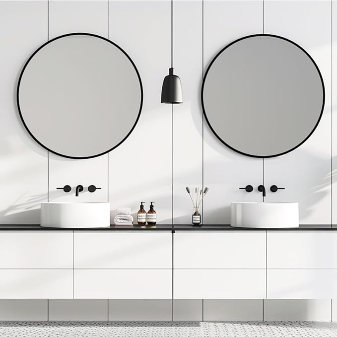 Black Round Mirror 26 inch