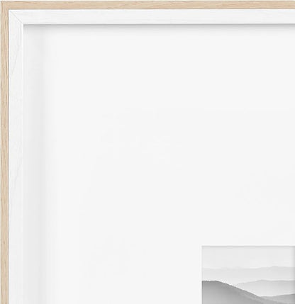 Kate and Laurel Gibson Modern Wall Picture Frame Set of 3; 16x20 matted to 8x10; White and Natural; Modern Three-Piece Frame Set for Gallery Wall Frame Set in Living Room Wall Decor