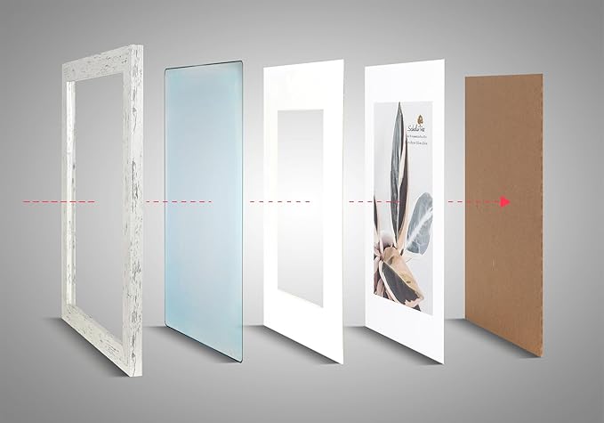 Rustic White 8x10 Picture Frame set of 2,Display 8x10 without Mat or 5x7 with Mat