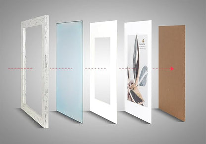 Rustic White 8x10 Picture Frame set of 2,Display 8x10 without Mat or 5x7 with Mat