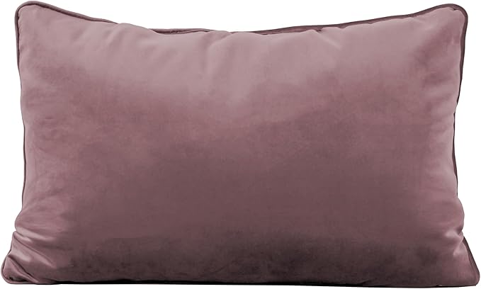 FDP 16" x 24" Velvet Rectangle Lumbar Pillow Set with Piping Decorative Throw Pillow for Home Dcor in Living Room, Bedroom or Lounge (2-Pack) - Mauve, 15160-112