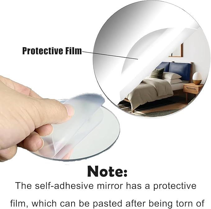 Acrylic Round Mirrors, 4 inch No Glass Circle Mirror Tiles Self Adhesive Mirror Stickers for Wall Home Living Room Bedroom Decor, Small Mirrors for Crafts (4, 4 inch/10cm)
