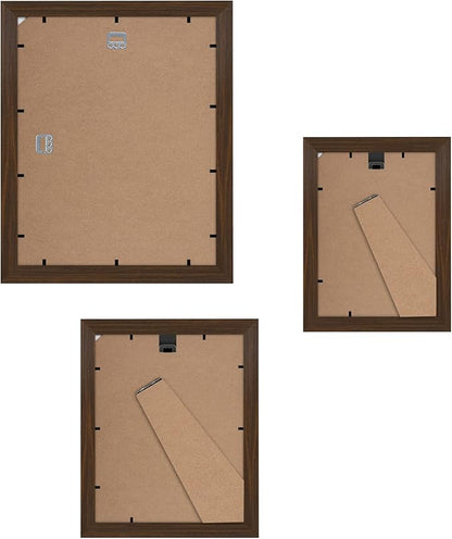 Americanflat Set of 7 Picture Frames with Shatter-Resistant Glass - Gallery Wall Frame Set with One 11x14, Two 8x10 and Four 5x7 Frames - Signature Collection - Walnut