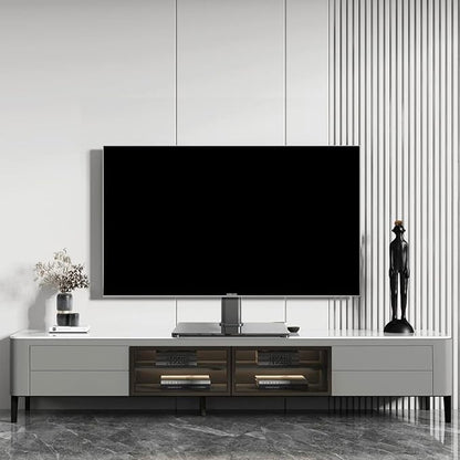 Universal TV Stand Base, Table Top TV Stand for 17-55 Inch LCD/LED TVs, Height Adjustable Monitor Mount Stand with Tempered Glass Base Holds up to 88lbs VESA 400x400mm, TS102
