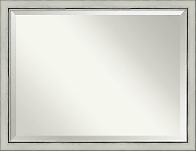 Amanti Art Silver Bathroom Mirror for Over Sink, 34x44 Flair Silver Patina Rectangle Vanity Mirror, X-Large Traditional Frame, Hangs Horizonally and Vertically, Bathroom Wall Decor, Beveled Edge