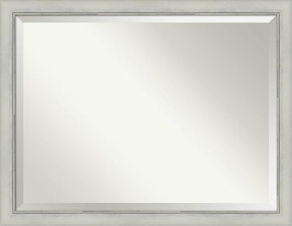 Amanti Art Silver Bathroom Mirror for Over Sink, 34x44 Flair Silver Patina Rectangle Vanity Mirror, X-Large Traditional Frame, Hangs Horizonally and Vertically, Bathroom Wall Decor, Beveled Edge
