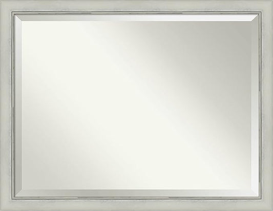 Amanti Art Silver Bathroom Mirror for Over Sink, 34x44 Flair Silver Patina Rectangle Vanity Mirror, X-Large Traditional Frame, Hangs Horizonally and Vertically, Bathroom Wall Decor, Beveled Edge