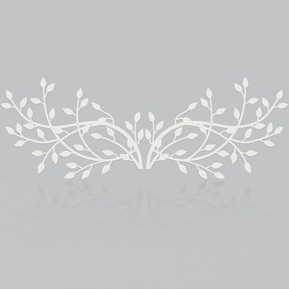 Meltset Metal Tree Leaf Wall Decor, Vine Olive Leaf Branch Wall Art,Wrought Iron Artwork, Decorative Wall Sculptures Above The Bed, Living Room, Indoor and Outdoor (2 Pcs/White)