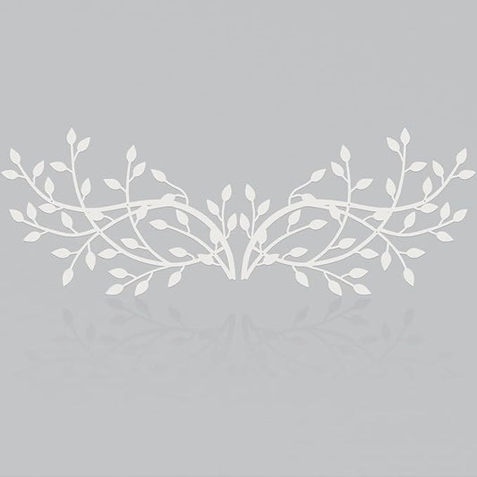 Meltset Metal Tree Leaf Wall Decor, Vine Olive Leaf Branch Wall Art,Wrought Iron Artwork, Decorative Wall Sculptures Above The Bed, Living Room, Indoor and Outdoor (2 Pcs/White)