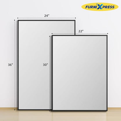 2-Pack Rectangle Bathroom Mirrors for Over Sink, 22"x30" Matte Black Frame Vanity Mirrors, Wall Mounted for Bathroom, Entryway or Living Room Decor