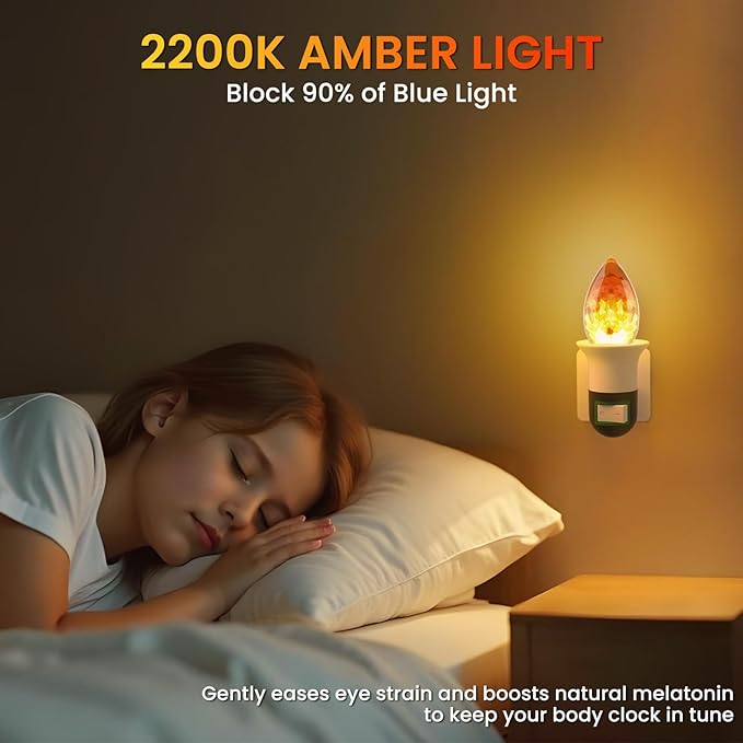 Lustaled 3W LED Salt Light Bulbs E26 2200K Warm Amber Light Bulb, B11 Candelabra Light Bulbs, Himalayan Salt Lamp, Non-dimmable Night Light Bulb for Decorative Lighting, Living Room Bedroom-2pack