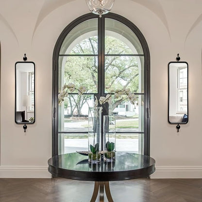 Black Long Mirror for Skinny Entryway Living Room badroom,Full Lenth Thin Retangle Mirror with Round Corner 9" X 36‘