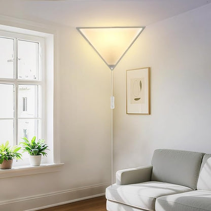 Corner Light with Switch, Ceiling Corner Lights for Living Room, Plug in Ceiling Light for Dark Area, Lamp for Bedroom, Kids Room, Triangle Shape, Linen, Eco-Friendly (1 Pack)
