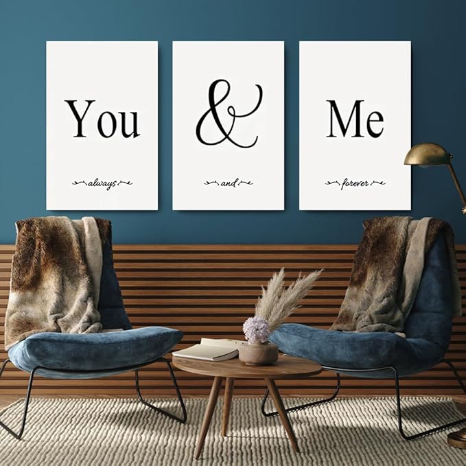 GUBIYU Black & White Bedroom You And Me Canvas Poster - Aesthetic Wall Art - Ideal Gift, 20"x28"
