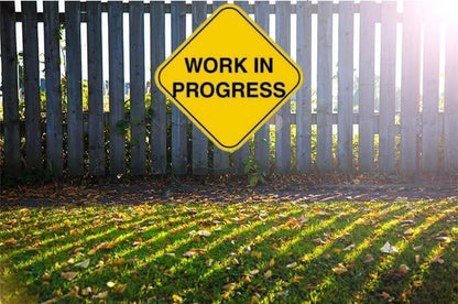 Work In Progress Warning Metal Sign Concept for Do Not Enter The Area, Caution, Danger, Construction Site 12 X 12 Inch