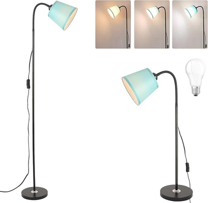 Floor Lamp, Industrial Metal Floor Lamps for Living Room with Adjustable Bendable 2 in 1 Reading Table Lamps for Living Room Bedroom Office (B+Green Shade)
