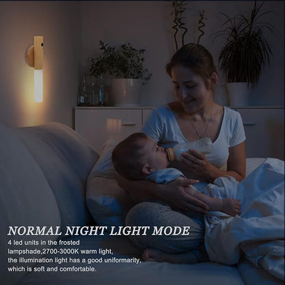 Motion Sensor Night Light, Motion Activated Night Light,Wall Lights Battery Operated,Rechargeable Wall Lights,Suitable for Kids Bathroom，Corridors, Closet ，Stairs (White Ash Wood 1PC)