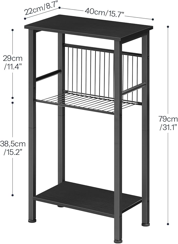 HOOBRO 15.7" Narrow Console Table for Small Space, 3 Tier Entryway Table with Adjustable Shelf, Behind Couch Table, Sofa Table, for Entryway, Hallway, Living Room, Black BB41XG01