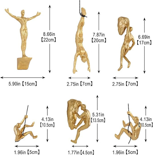 Set of 6 Climbing Men Wall Art Decor Sculpture,Nordic Modern Simplicity Decorative Wall Art, Climbing Man Sculptures,Home & Office Climber Gifts