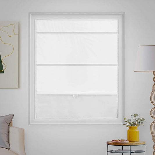 CHICOLOGY Roman Shades for Windows, Window Shades for Home, Roman Shades, Window Treatments, Room Darkening Shades, Roman Window Shades, 39" W X 64" H, Runway White (Light Filtering)