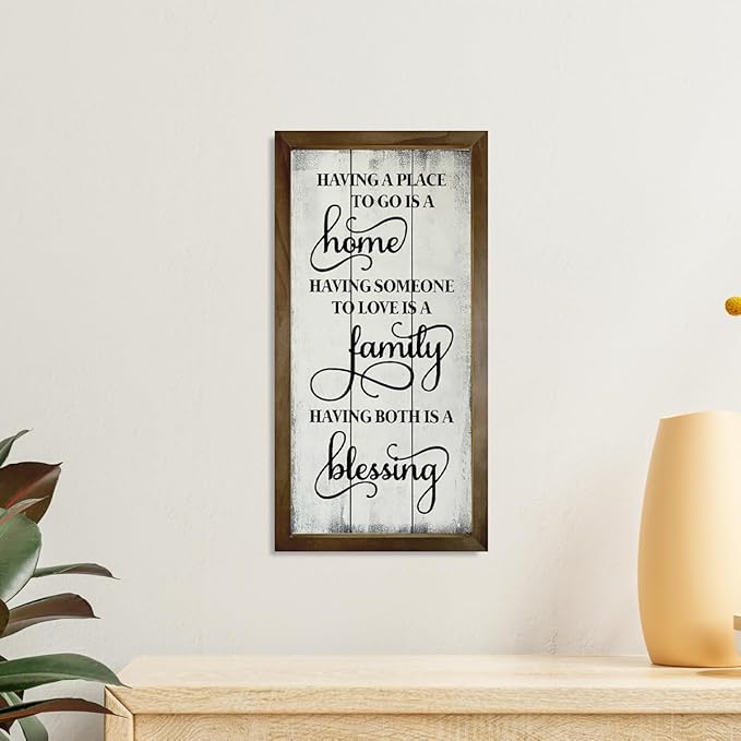 Warm Home Decors, Wood Rustic Hanging Signs, Living Room Decor, Family Room Signs, Wooden Framed Wall Decor, Housewarming Gift, Having A Place to Go is A Home Sign 15×7.5×0.3 inches