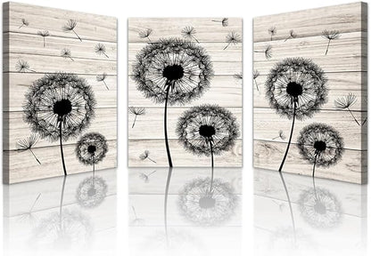 Lapremoly Wall Decor - 3 Piece Canvas Wall Art Set: Abstract Flowers Dandelion Artwork for Living Room, Bedroom, Office & Kitchen Home Decor