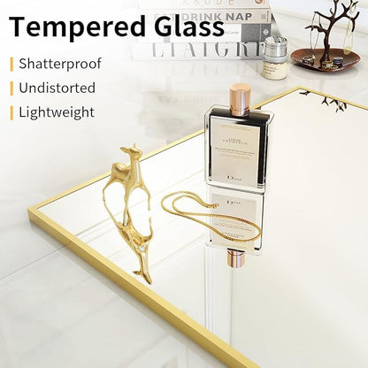 VooBang Large Full Length Mirror 78" x 35" - Shatterproof Huge Floor Full Body Mirror with Metal Frame, Freestanding, Wall Mounted, or Wall Leaning for Bedroom, Living Room, Dressing Room, Gold