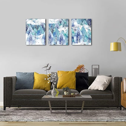Abstract Canvas Wall Art For Living Room Family Wall Decor For Bedroom Modern Wall Decorations For Bathroom Hang Pictures Artwork Kitchen Canvas Art Blue Tree Wall Paintings Home Decoration 3 Piece