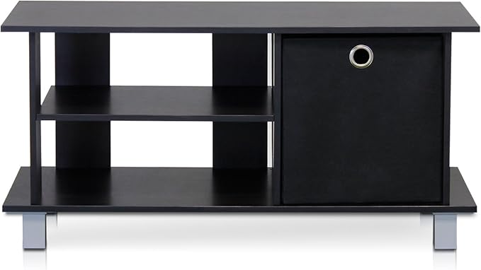 Furinno SIMPLISTIC TV Stand, 3-Tier Entertainment Center, Open Shelf TV Console for TV up to 33 Inch with Bin Drawers, for Living Room, Bedroom, Espresso