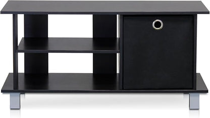 Furinno SIMPLISTIC TV Stand, 3-Tier Entertainment Center, Open Shelf TV Console for TV up to 33 Inch with Bin Drawers, for Living Room, Bedroom, Espresso