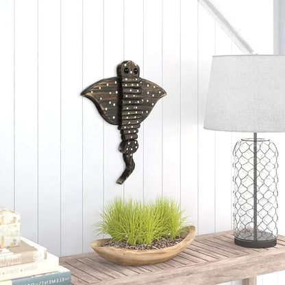 Driftwood Fish Nautical Wall Decor - Handmade Wooden Rustic Coastal Wall Art for Living Room, Bedroom, Office, Bathroom - Ocean Beach Decoration (Glider)