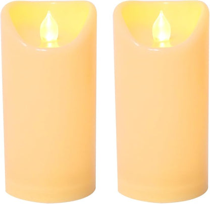 CANDLE CHOICE Outdoor Battery Operated Flameless Candles with Remote Timer Waterproof Flickering Plastic Electric LED Pillar Lights for Lantern Patio Garden Wedding Party Decorations 3x6 Inches 2 Pack