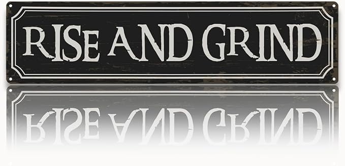 Coffee Decor Signs, Rise and Grind Sign, Retro Metal Tin Sign, Coffee Home Decor for Kitchen, Cafe Decoration, Coffees Station Decors, Decorative Metal Wall Signs 15.8x4 Inches