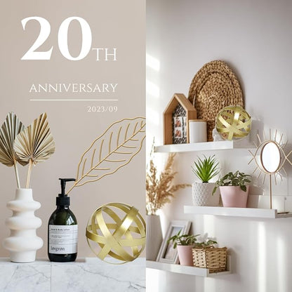 Gold Decor for Living Room Bedroom Bookshelf Coffee Table, Modern Style Figurine Decorative Ornaments Home Decor for Shelves (4.5" Modern Decorative Ball)
