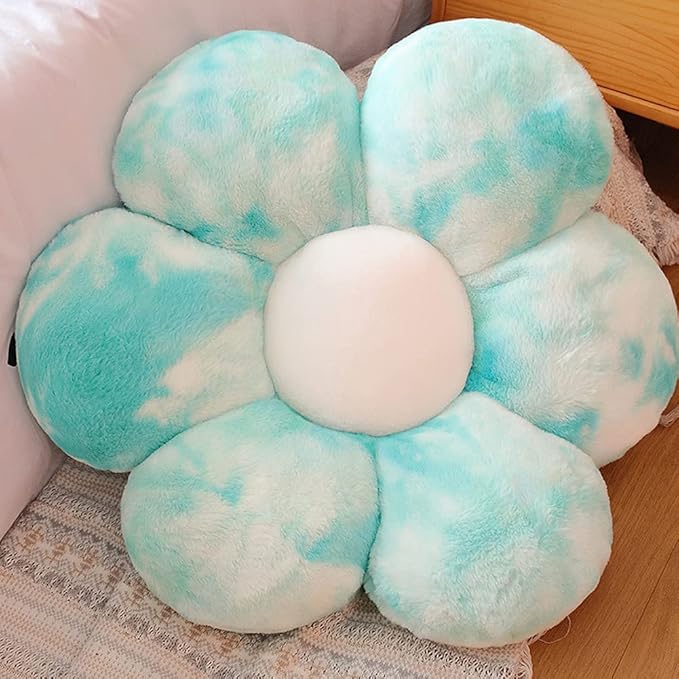 lannery Flower Plush Throw Pillows, Flower Floor Pillow Seating Cushion Toy for Reading, Room, Watching TV (25.6", Blue)