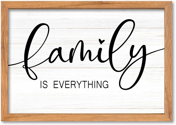 AuraPeak Family Is Everything Wall Decor Rustic Dining Room Sign for Horizontal Home Living Room Entryway Hallway Wood Hanging Plaque Wall Art Decoration (Wood 16"×10")